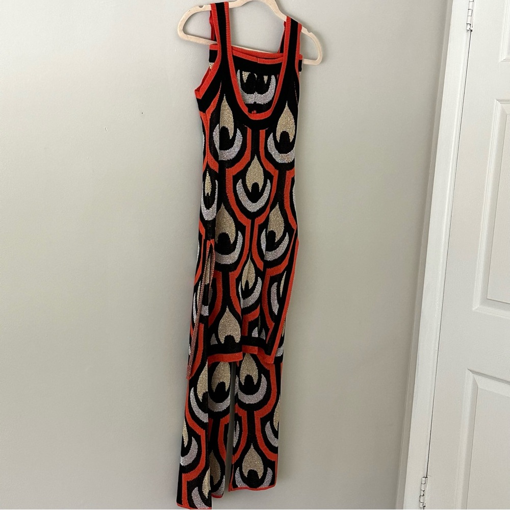 NWT Micas Knit Matching Set Size M Retro Pattern Tank Top + Pants - Picture 4 of 8